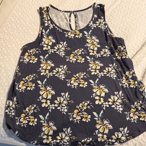 Market & Spruce Dark Blue Floral Tank Top
